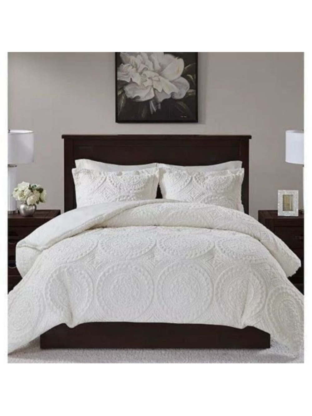 Madison Park MP10-5059 Arya Medallion Ultra Plush Comforter Mini Set - Ivory, Ki